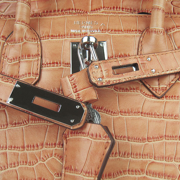 Replica Hermes Birkin 30CM Crocodile Veins Bag Orange 6088 On Sale - Click Image to Close